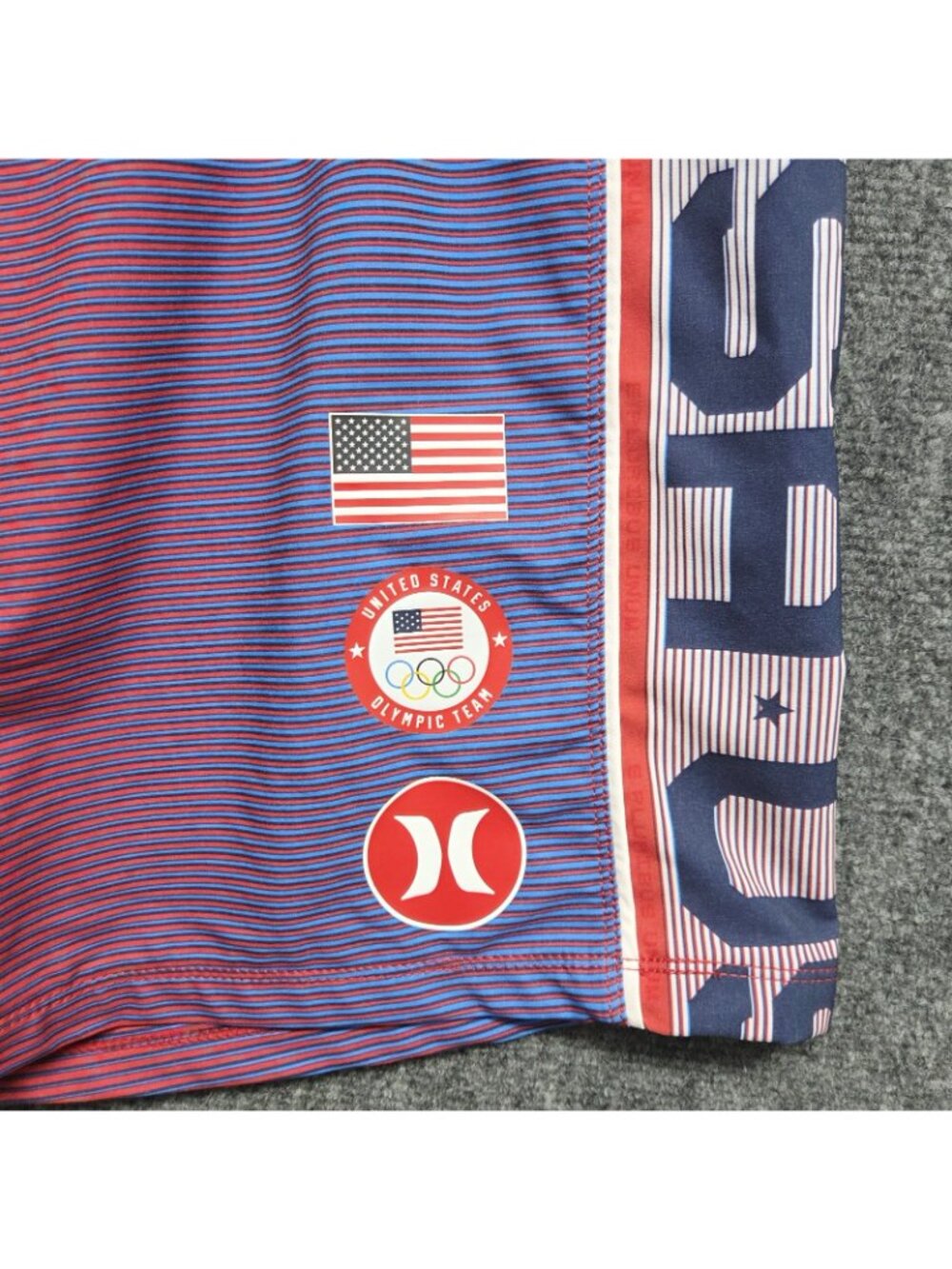 Hurley Phantom Mens 38 Team USA Olympic Board Shorts Striped Unlined Trunks - Picture 7 of 11